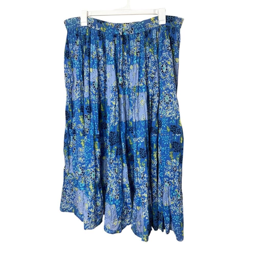 White Stag Blue Patchwork Pattern Maxi Boho Elast… - image 1
